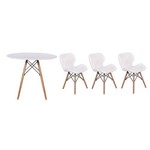 Ficha técnica e caractérísticas do produto Kit Mesa Jantar Eiffel 100cm Branca + 03 Cadeiras Slim - Branca