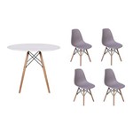 Ficha técnica e caractérísticas do produto Kit Mesa Jantar Eiffel 100cm Branca + 04 Cadeiras Charles Eames - Cinza