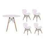 Ficha técnica e caractérísticas do produto Kit Mesa Jantar Eiffel 100cm Branca + 04 Cadeiras Slim - Branca