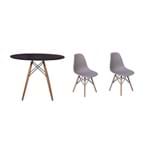 Ficha técnica e caractérísticas do produto Kit Mesa Jantar Eiffel 100Cm Preta + 02 Cadeiras Charles Eames - Cinza