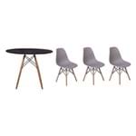 Ficha técnica e caractérísticas do produto Kit Mesa Jantar Eiffel 100Cm Preta + 03 Cadeiras Charles Eames - Cinza