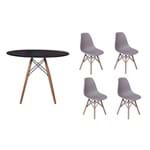 Ficha técnica e caractérísticas do produto Kit Mesa Jantar Eiffel 100cm Preta + 04 Cadeiras Charles Eames - Cinza
