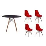 Ficha técnica e caractérísticas do produto Kit Mesa Jantar Eiffel 100Cm Preta + 04 Cadeiras Charles Eames - Vermelha