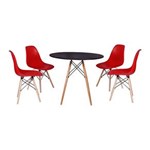 Ficha técnica e caractérísticas do produto Kit Mesa Jantar Eiffel 100cm Preta + 04 Cadeiras Charles Eames - VERMELHO