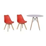 Ficha técnica e caractérísticas do produto Kit Mesa Jantar Eiffel 120Cm Branca + 02 Cadeiras Leda - Vermelha