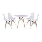 Ficha técnica e caractérísticas do produto Kit Mesa Jantar Eiffel 120Cm Branca + 4 Cadeiras Charles Eames - Branca