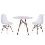 Ficha técnica e caractérísticas do produto Kit Mesa Jantar Eiffel 120cm Branca + 2 Cadeiras Charles Eames - Branca