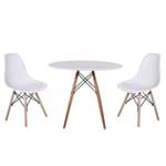 Ficha técnica e caractérísticas do produto Kit Mesa Jantar Eiffel 120Cm Branca + 2 Cadeiras Charles Eames - Branca