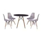 Ficha técnica e caractérísticas do produto Kit Mesa Jantar Eiffel 120Cm Preta + 4 Cadeiras Charles Eames - Cinza