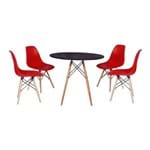 Ficha técnica e caractérísticas do produto Kit Mesa Jantar Eiffel 120Cm Preta + 4 Cadeiras Charles Eames - Vermelha