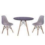 Ficha técnica e caractérísticas do produto Kit Mesa Jantar Eiffel 80cm Preta + 2 Cadeiras Charles Eames - Cinza