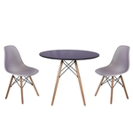 Ficha técnica e caractérísticas do produto Kit Mesa Jantar Eiffel 120cm Preta + 2 Cadeiras Charles Eames - Cinza
