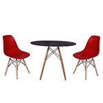 Ficha técnica e caractérísticas do produto Kit Mesa Jantar Eiffel 120cm Preta + 2 Cadeiras Charles Eames - Vermelha