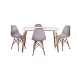 Ficha técnica e caractérísticas do produto Kit Mesa Jantar Eiffel 120X80cm Branca + 4 Cadeiras Charles Eames - Cinza