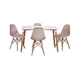 Ficha técnica e caractérísticas do produto Kit Mesa Jantar Eiffel 120x80cm Branca + 4 Cadeiras Charles Eames - Nude