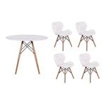 Ficha técnica e caractérísticas do produto Kit Mesa Jantar Eiffel 80cm Branca + 04 Cadeiras Slim - Branca