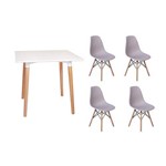 Ficha técnica e caractérísticas do produto Kit Mesa Jantar Eiffel 80x80 Branca + 04 Cadeiras Charles Eames - Cinza