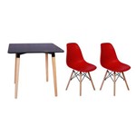 Ficha técnica e caractérísticas do produto Kit Mesa Jantar Eiffel 80x80 Preta + 02 Cadeiras Charles Eames Eiffel - Vermelha