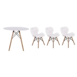 Ficha técnica e caractérísticas do produto Kit Mesa Jantar Eiffel 90cm Branca + 03 Cadeiras Slim - Branca