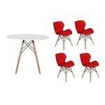 Ficha técnica e caractérísticas do produto Kit Mesa Jantar Eiffel 100cm Branca + 04 Cadeiras Slim - Vermelha