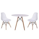 Ficha técnica e caractérísticas do produto Kit Mesa Jantar Eiffel 90cm Branca + 2 Cadeiras Charles Eames - Branca