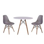 Ficha técnica e caractérísticas do produto Kit Mesa Jantar Eiffel 90cm Branca + 2 Cadeiras Charles Eames - CINZA