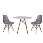 Ficha técnica e caractérísticas do produto Kit Mesa Jantar Eiffel 80Cm Branca + 2 Cadeiras Charles Eames - Cinza