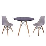 Ficha técnica e caractérísticas do produto Kit Mesa Jantar Eiffel 90cm Preta + 2 Cadeiras Charles Eames - CINZA