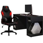 Ficha técnica e caractérísticas do produto Kit Mesa para PC Gamer Destiny com Cadeira Gamer EC1 ThunderX3 - Lyam Decor - PRETO
