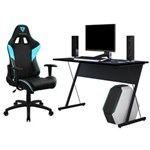 Ficha técnica e caractérísticas do produto Kit Mesa para PC Gamer Kombat com Cadeira Gamer EC3 ThunderX3 Ciano - Lyam Decor - PRETO
