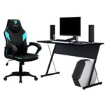 Ficha técnica e caractérísticas do produto Kit Mesa para PC Gamer Kombat com Cadeira Gamer EC1 ThunderX3 Ciano - Lyam Decor - PRETO