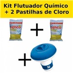 Ficha técnica e caractérísticas do produto Kit Mini Flutuador Clorador 2 Pastilhas de Cloro 200g para Piscinas