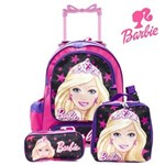 Ficha técnica e caractérísticas do produto Kit Mochila Infantil Escolar com Rodinhas Barbie