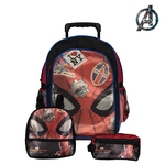 Ficha técnica e caractérísticas do produto Kit Mochila Infantil Escolar Marvel Homem Aranha Com Rodinhas