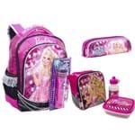 Ficha técnica e caractérísticas do produto Kit Mochila M Barbie Rock N Royals Rosa + Lancheira + Estojo