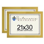 Ficha técnica e caractérísticas do produto Kit 2 Molduras Porta Diploma Certificado A4 21x30 Amarelo