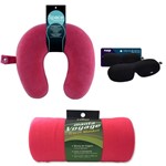 Ficha técnica e caractérísticas do produto Kit Nap Viagem Rosa - Travesseiro + Máscara + Manta