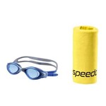 Ficha técnica e caractérísticas do produto Kit Óculos de Natação Spyder Speedo 509168 Prata e Azul com Toalha Amarelo Speedo