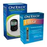 Ficha técnica e caractérísticas do produto Kit One Touch Tiras Reagentes Ultra com 50 Unidades + Medidor de Glicemia Select Plus Flex