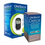 Ficha técnica e caractérísticas do produto Kit OneTouch Aparelho Medidor Select Plus Flex Ganhe Lanceta Delica 25 Unidades