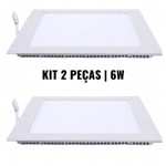 Ficha técnica e caractérísticas do produto Kit 2 Painel Plafon 6w Luminaria Led Embutir Quadrado Spot