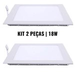 Ficha técnica e caractérísticas do produto Kit 2 Painel Plafon Luminária Led Quadrado Embutir Slim 18w
