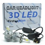 Ficha técnica e caractérísticas do produto Kit Par Lâmpada Super Led Automotiva Farol Carro 3D H4 (Bi) 8000 Lumens 12V 24V First Option 6000K