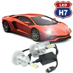 Ficha técnica e caractérísticas do produto Kit Par Lâmpada Super Led Automotiva Farol Carro 3D H7 8000 Lumens 12V 24V 6000K - S/m