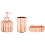 Ficha técnica e caractérísticas do produto Kit para Banheiro em Cerâmica Rose Gold 3 Pçs - Mart