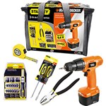 Ficha técnica e caractérísticas do produto Kit Parafusadeira / Furadeira a Bateria Bivolt Black & Decker e Ferramentas Manuais Stanley