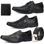 Ficha técnica e caractérísticas do produto Kit 3 Pares Sapato Social em Couro Bico Fino com Cinto e Carteira - Ws Shoes