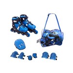 Kit Patins Radical Roller Infantil Completo com Capacete e Proteções Bel Sports