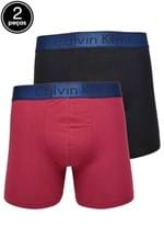 Ficha técnica e caractérísticas do produto Kit 2pçs Cueca Calvin Klein Underwear Boxer Logo Vermelho/Preto
