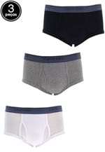 Ficha técnica e caractérísticas do produto Kit 3pçs Cueca Calvin Klein Underwear Slip Logo Cinza/Branco/Azul-marinho